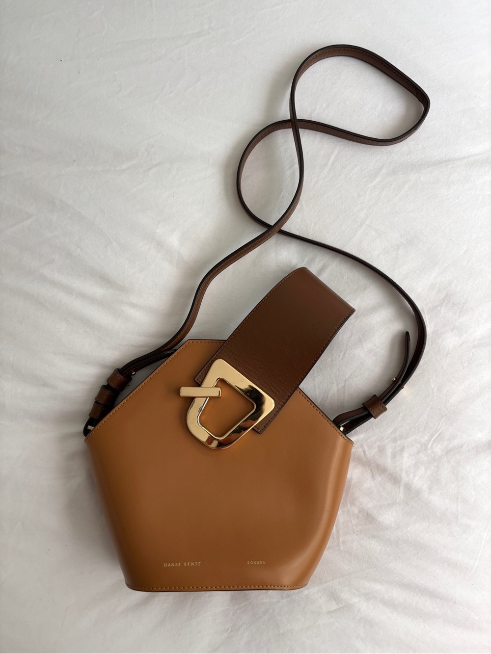 DANSE LENTE Tan Leather Crossbody/Bucket Bag